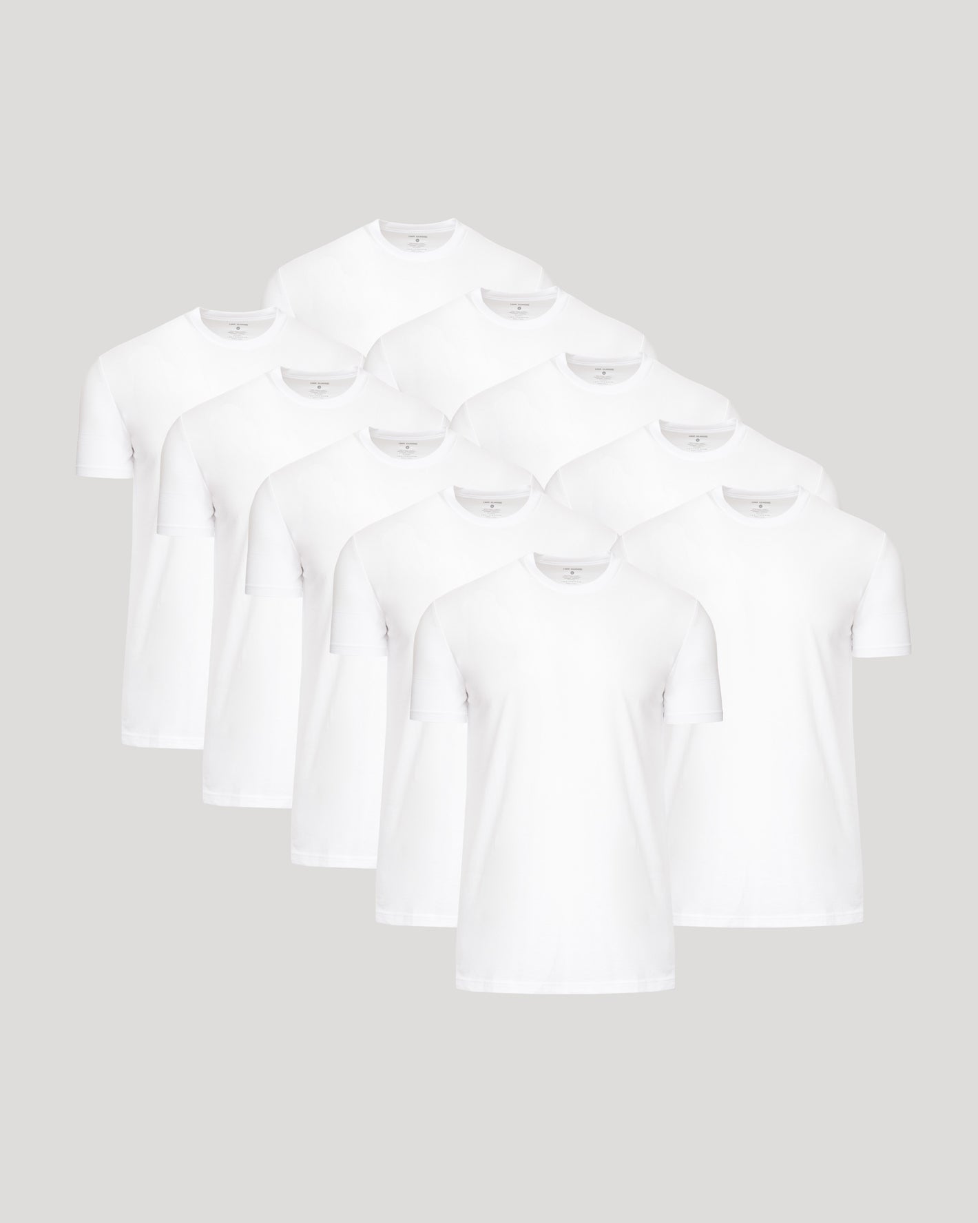 All White Tall Classic Crew 10-Pack arranged in a triangular formation.