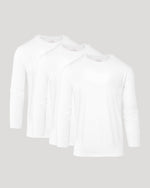 All White Active Long Sleeve Crew 3-Pack