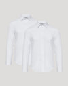 All White Long Sleeve Performance Dress Shirt 2-Pack overlapping display.