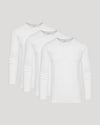 White Waffle Long Sleeve Henley 3-Pack with textured, buttoned, round necklines.