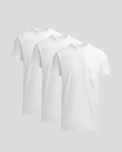 All White Tall Heavyweight Pocket Crew Neck 3-Pack