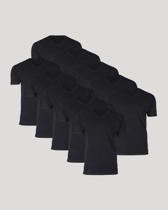 True ClassicAll Black Classic V-Neck 10-Pack displayed on a light-gray background.