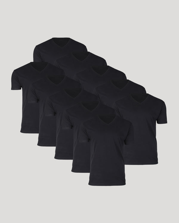 All Black Classic V-Neck 10-Pack displayed on a light-gray background.