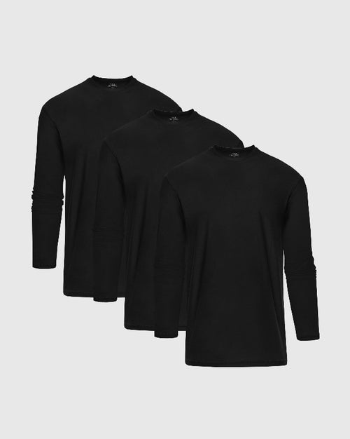 All Black Active Long Sleeve Crew T-Shirt 3-Pack