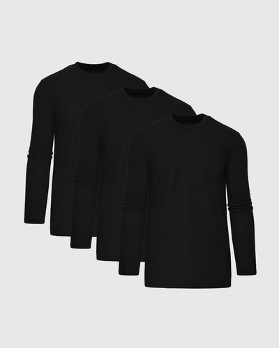 All Black Long Sleeve Crew Neck 3-Pack