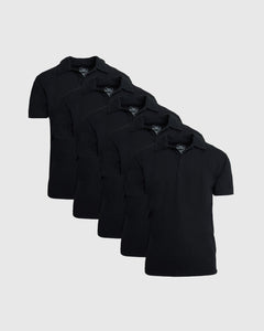 True ClassicAll Black Polo 5-Pack