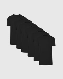 True ClassicAll Black Tall Straight Hem Crew Neck T-Shirt 6-Pack