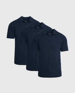 True ClassicAll Navy Short Sleeve Polo 3-Pack