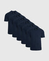 All Navy Short Sleeve Polo 6-Pack, neatly arranged, classic collar, three-button placket.