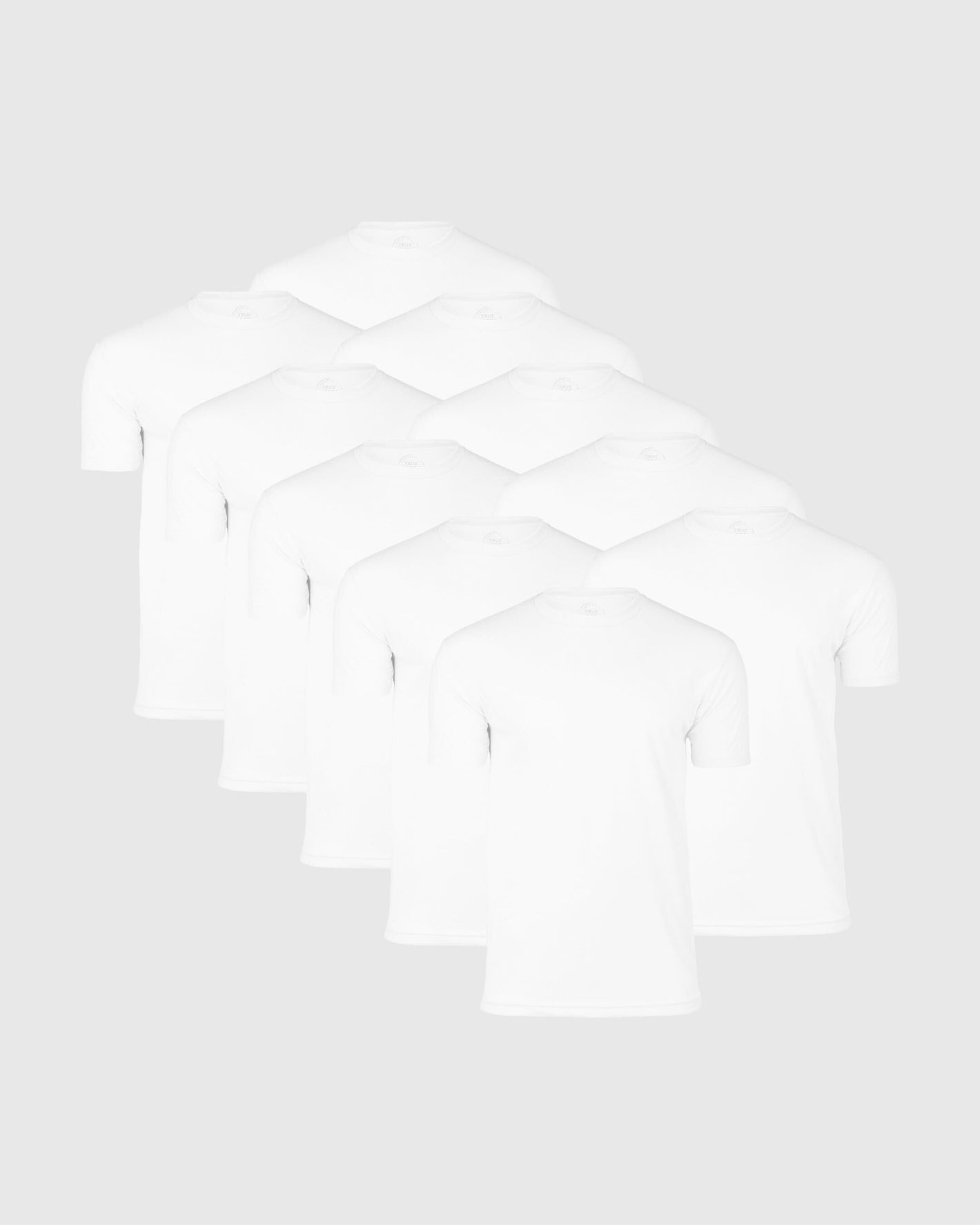 All White Crew 10-Pack T-shirts neatly arranged.