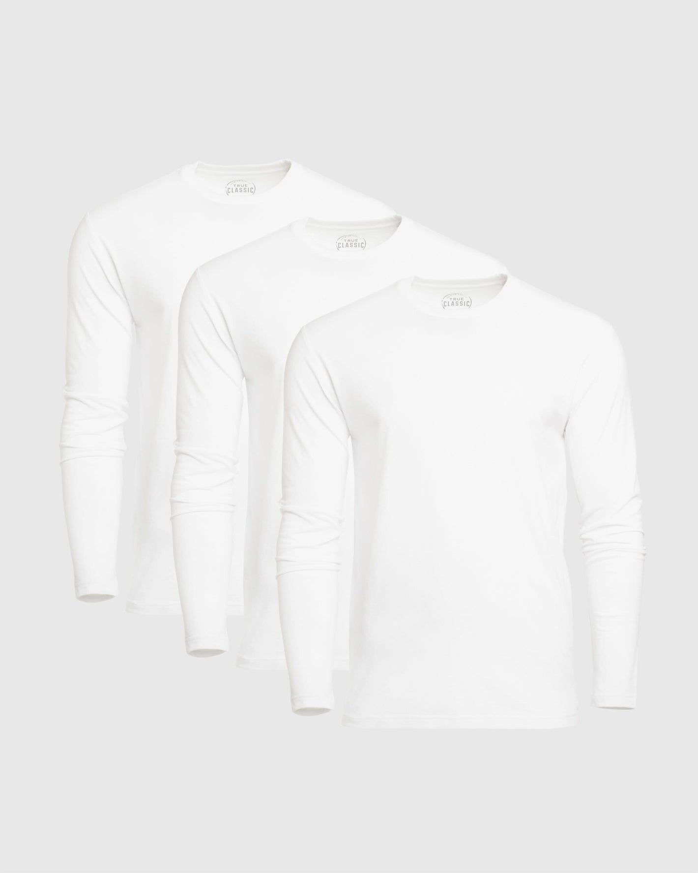 All White Long Sleeve Crew Neck 3-Pack neatly arranged.