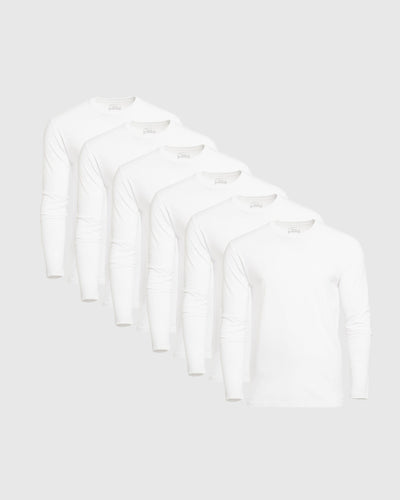 White Classic Long Sleeve Crew Neck 6-Pack