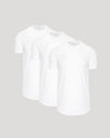 All White Short Sleeve Tall Curved Hem Crew 3-Pack displayed side by side.