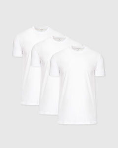 True ClassicAll-White Tall Straight Hem Crew Neck T-Shirt 3-Pack