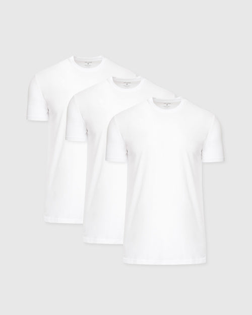 All-White Tall Straight Hem Crew Neck T-Shirt 3-Pack