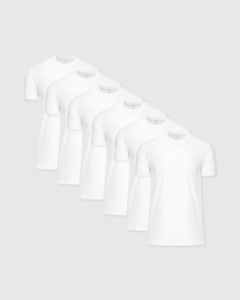 True ClassicAll-White Tall Straight Hem Crew Neck T-Shirt 6-Pack