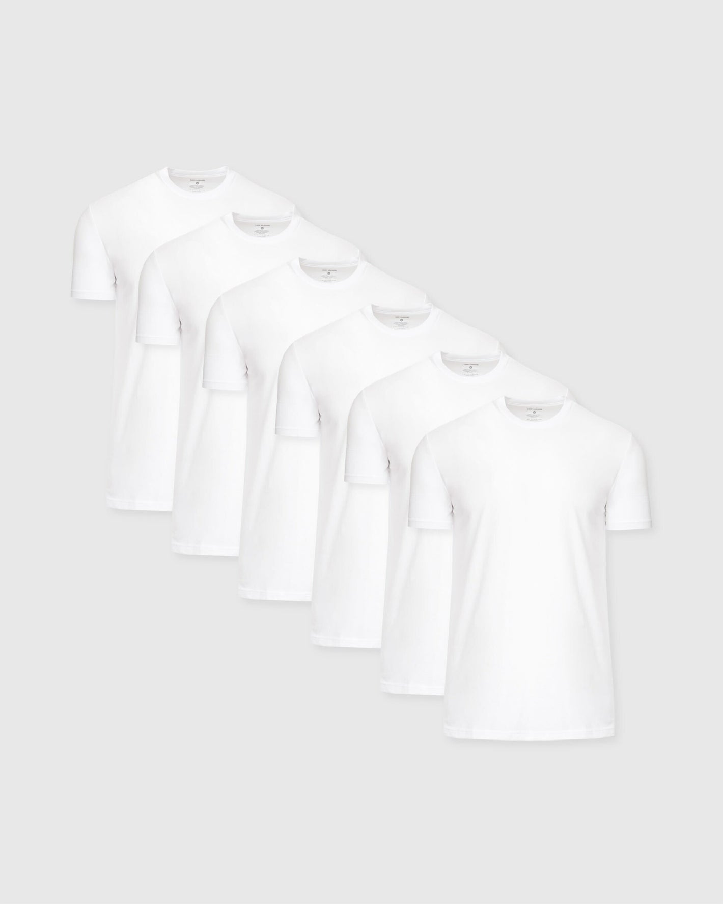 All-White Tall Straight Hem Crew Neck T-Shirt 6-Pack stacked neatly.