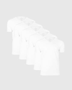 True ClassicAll White V-Neck Tee 5-Pack