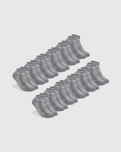True ClassicHeather Gray Ankle Socks 12-Pack neatly arranged in two rows.