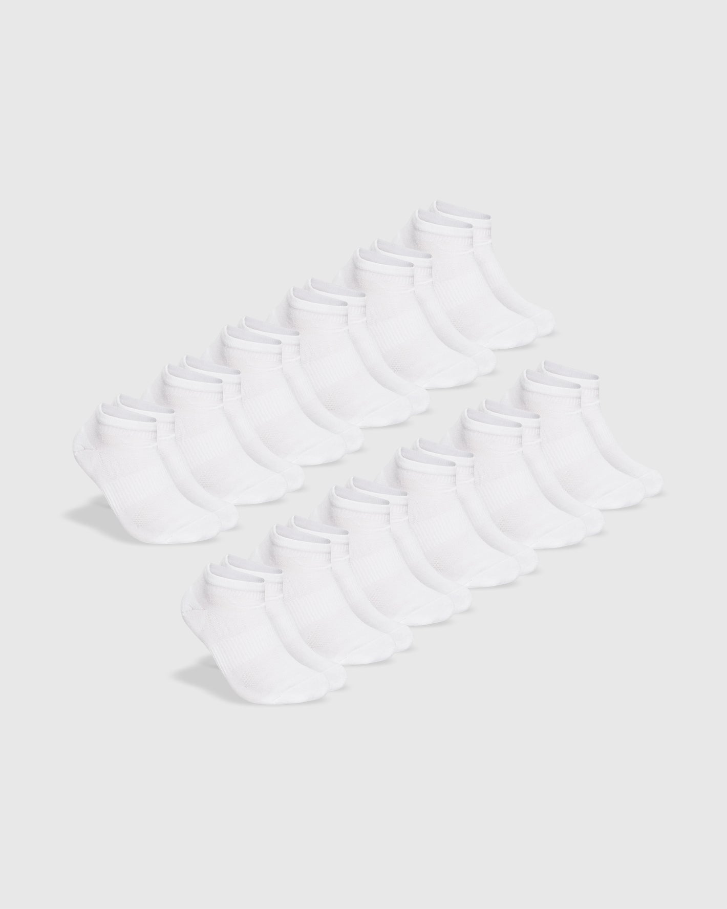 White Ankle Socks 12-Pack neatly arranged in two rows.