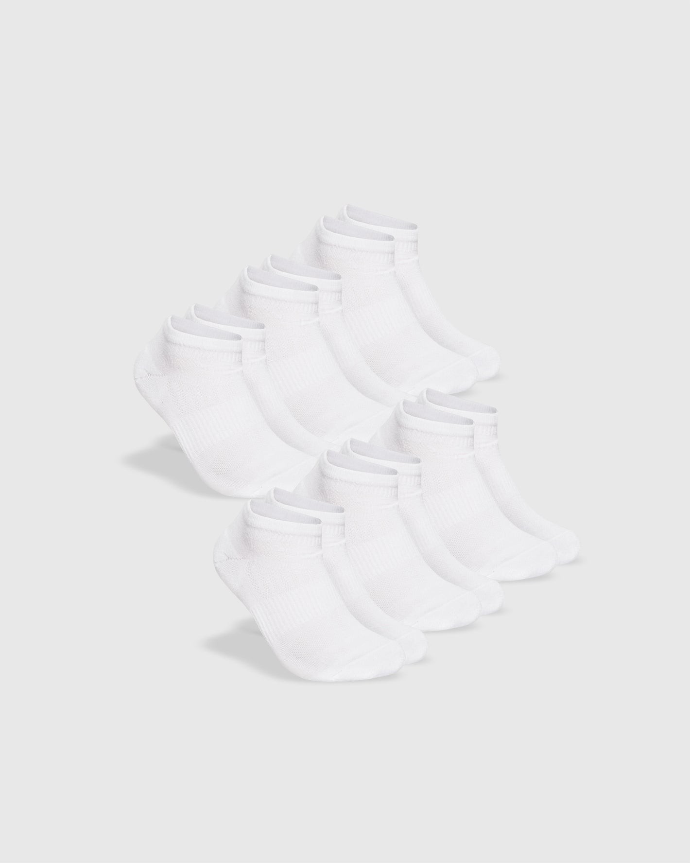 White Ankle Socks 6-Pack in two neat rows.