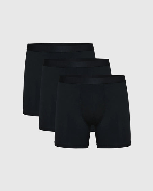 Black Boxer Briefs 3-Pack displayed in a staggered arrangement.