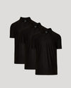 Black Active Polo 3-Pack with classic collar and three-button placket.