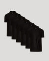 Black Active Polo 6-Pack with collars and button placket on gray background.