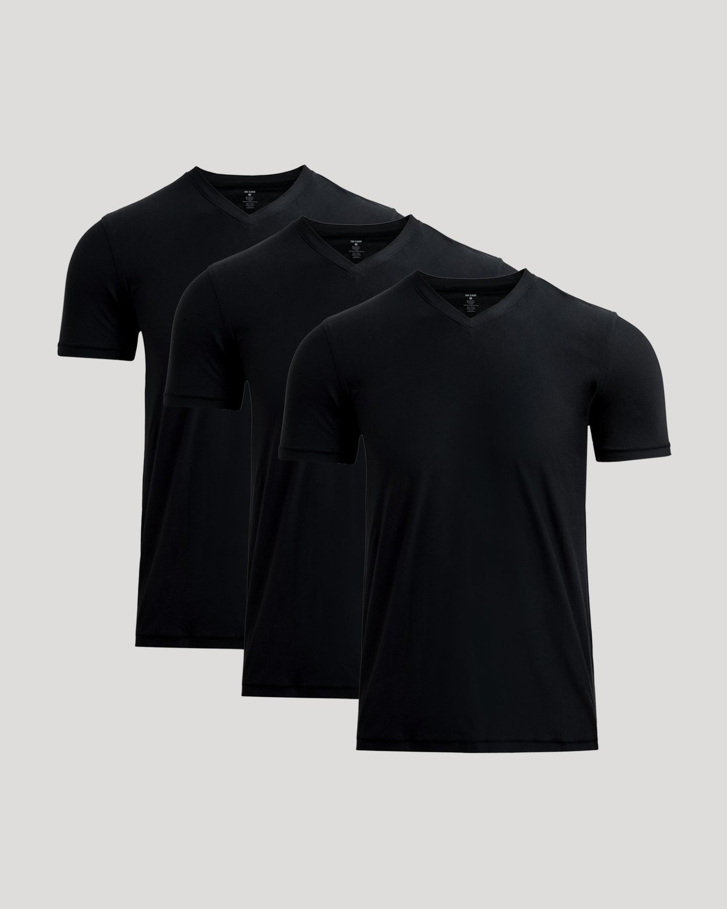 Black Active V-Neck 3-Pack showcasing plain short-sleeve tees.
