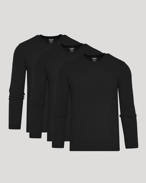 Black Crew Neck Sweater 3-Pack, soft, slim-fit, moisture-wicking.