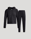 Womens Black Crop Zip Hoodie & Relaxed Jogger 2-Pack displayed on neutral backdrop.