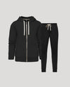 Black Full Zip Fleece Hoodie & Jogger 2-Pack laid out on display.