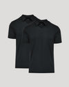 Black Premium Pima Polo 2-Pack: two black polo shirts with collars.