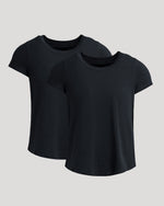 Womens Black Slub Scoop Neck Tee 2-Pack