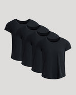 Womens Black Slub Scoop Neck Tee 4-Pack