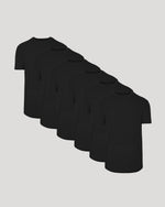 Black Curved Hem Classic Crew Neck 6-Pack