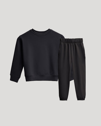Black Slouch Pullover Crew & Relaxed Jogger Set