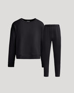 Womens Black Slouch Pullover Crew & Relaxed Jogger 2-Pack
