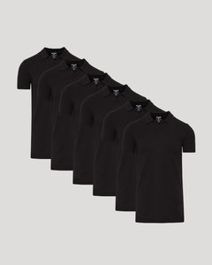 True ClassicBlack Tall Dressy Polo 6-Pack neatly arranged, highlighting sleek design and quality.