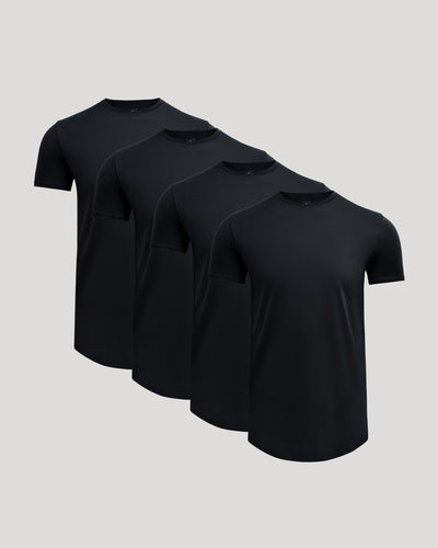 Black Tall Premium Pima Crew Curved Hem 4-Pack