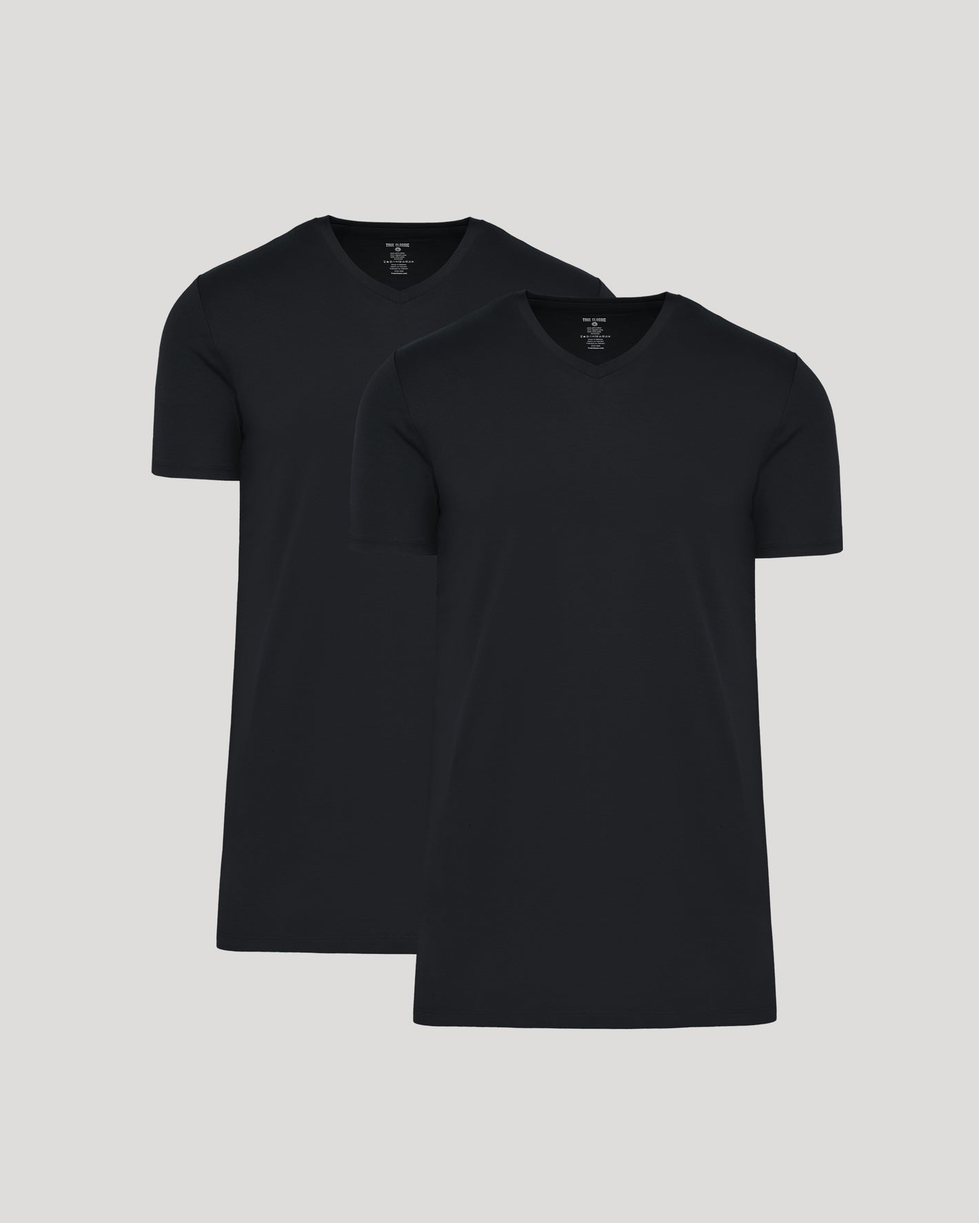 Black Tall Premium Pima V-Neck 2-Pack, extra length, tailored fit.
