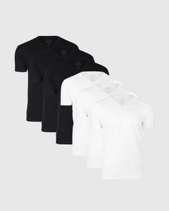 True ClassicBlack & White V-Neck Tee 6-Pack