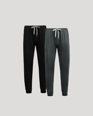 Black & Charcoal Heather Gray Tall Active Joggers 2-Pack with drawstrings.