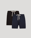 Black & Dark Heather Navy Active Comfort Shorts 2-Pack with elastic waistbands.