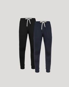 True ClassicBlack & Dark Heather Navy Active Jogger 2-Pack with elastic waistbands and drawcords.