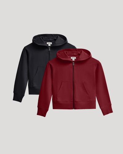 Hoodie corto con cremallera para niñas