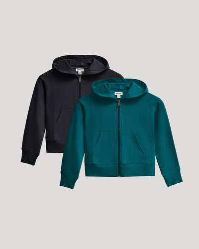 Hoodie corto con cremallera para niñas