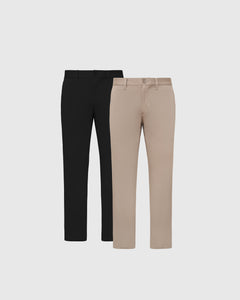 True ClassicBlack & Khaki Straight Twill Chino 2-Pack