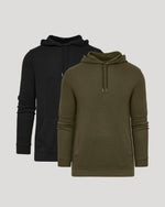 Black & Military Green Waffle Hoodie 2-Pack