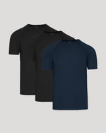 Black & Navy Active Mesh Crew 3-Pack
